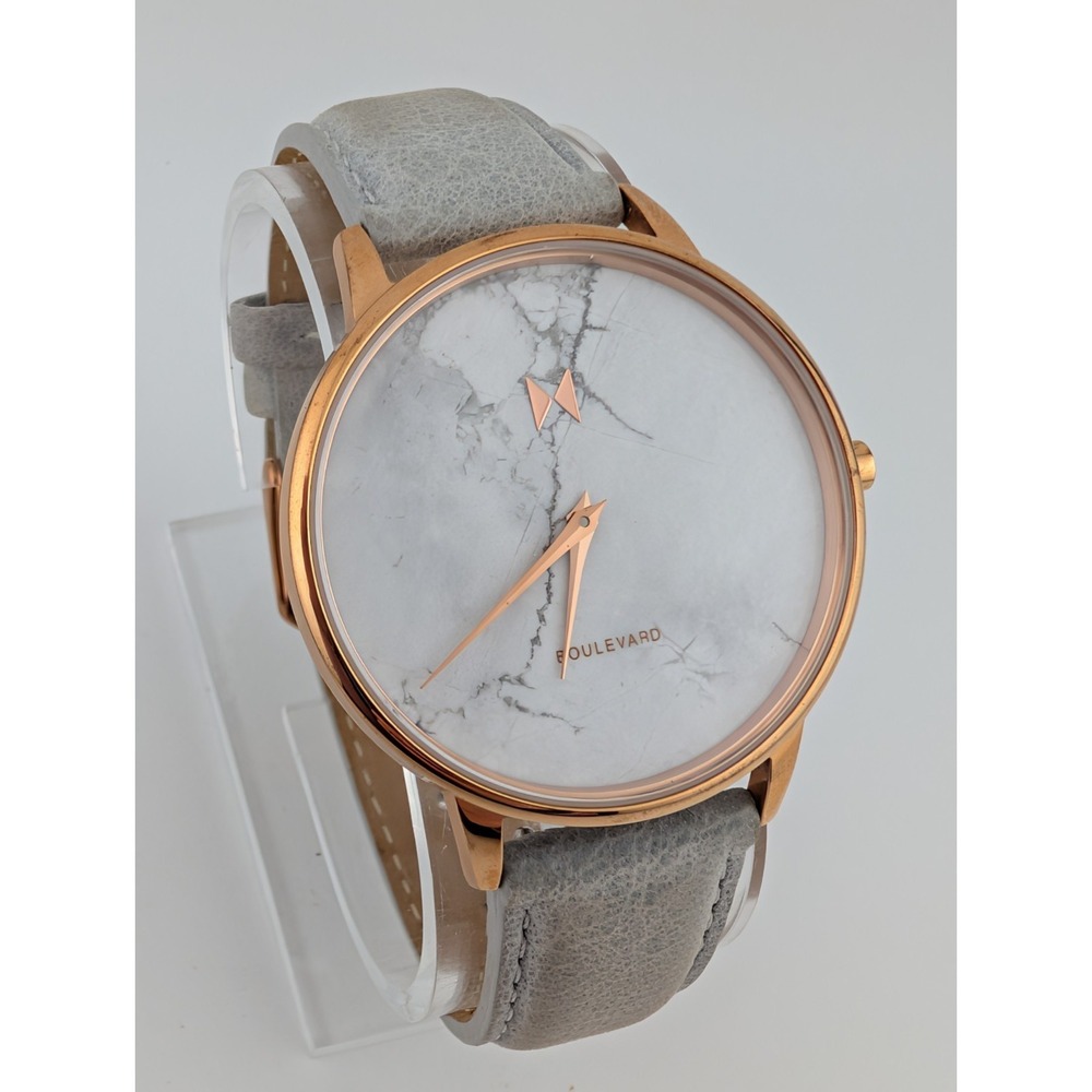 MVMT Boulevard Women Watch 38mm Leather Band Beverly Marble Dial- New Battery